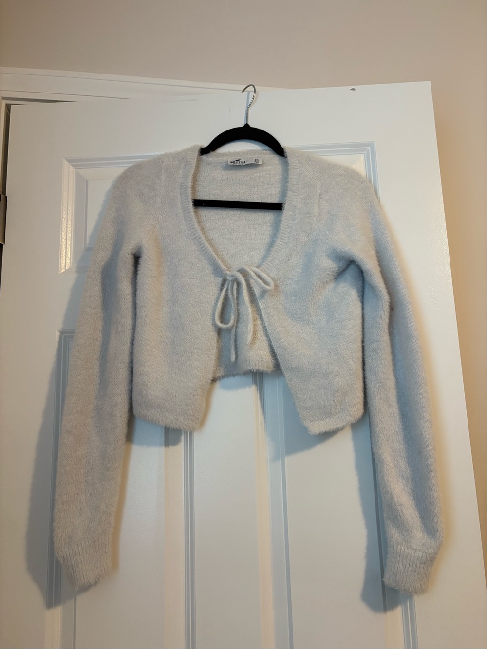 Hollister White Fuzzy Cardigan